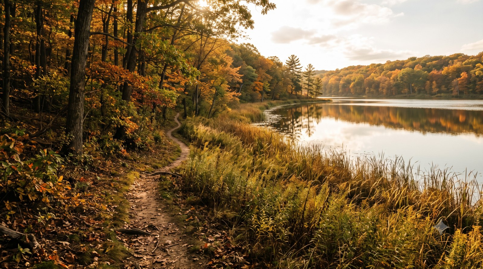 A canal towpath through dense summer forest beside the Cuyahoga River, the Burning River 100 course